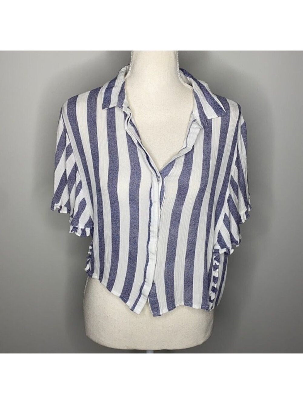 Elodie XL White Blue Stripe Top